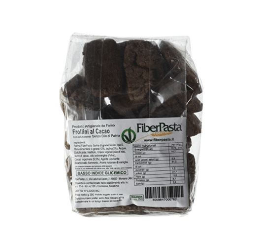 Les frollini sablés au cacao Fiberpasta sont des sablés avec un IG de 45 vendus sur dans la boutique de Al'Origin.fr