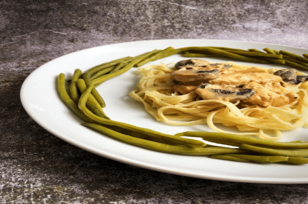 Dinde à La Sauce Forestière - Spaghettis Fiberpasta IG 23 - Vendu chez al-origin.fr