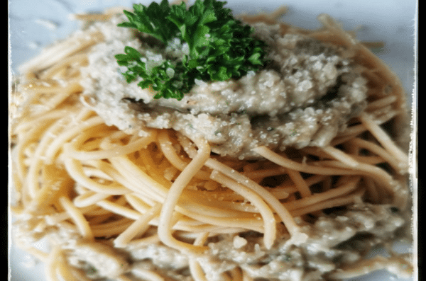 Les Spaghettis Sauce Aubergine - Spaghettis Fiberpasta IG 23 - Vendu chez al-origin.fr